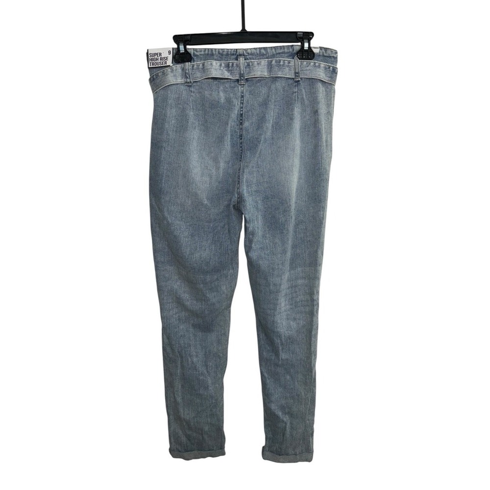 NWT Almost Famous Size 9 Super High Rise Paperbag Trouser Jeans Distressed Belt - Picture 4 of 15